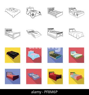 Different beds outline,flat icons in set collection for design. Furniture for sleeping vector isometric symbol stock  illustration. Stock Vector