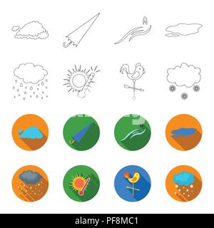 Rain, snow, heat, weathervane. The weather set collection icons in outline,flet style vector symbol stock illustration . Stock Vector