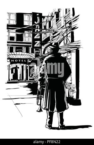 Illustration of the trumpet player - vector Stock Vector Image & Art ...
