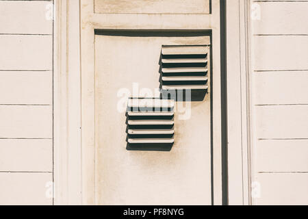 Berlin, Germany, July 30, 2018: Close-Up of Wall with Two Air Ducts Stock Photo