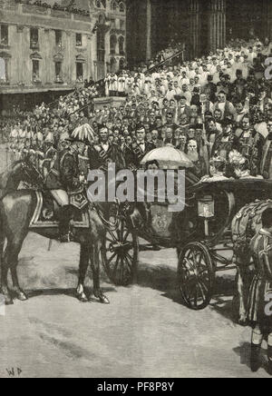 Diamond Jubilee procession, Queen Victoria, 22 June 1897.  The Thanksgiving service at St Paul's, London, England Stock Photo