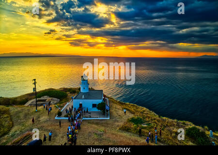 Thessaloniki, Greece - August 19, 2018: Celebration of the World Day of Lighthouses in Megalo Emvolo of Aggelochori in Thessaloniki. International Lig Stock Photo