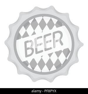 Bottle cap icon in monochrome style isolated on white background. Oktoberfest symbol vector illustration. Stock Vector