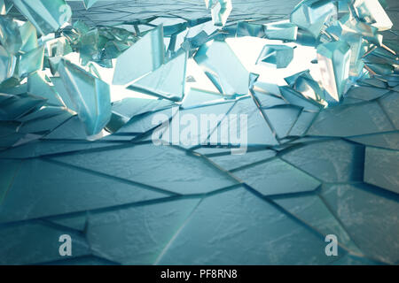 3D illustration broken ice wall with hole in centre. Place for your banner, advertisement. Stock Photo