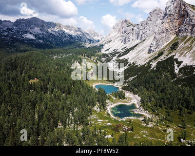 The Triglav Lakes Valley (Dolina Triglavskih jezer; Dolina sedmerih jezer) is a valley in the Julian Alps in Slovenia that is hosting multiple lakes. Stock Photo