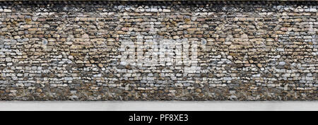 Old brown  stone wall with part of the road Horizontal Seamless pattern Stock Photo