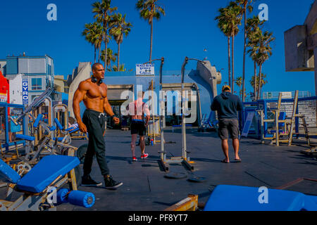 Body builder training at Muscle Beach, Venice Beach, Venice, Los ...