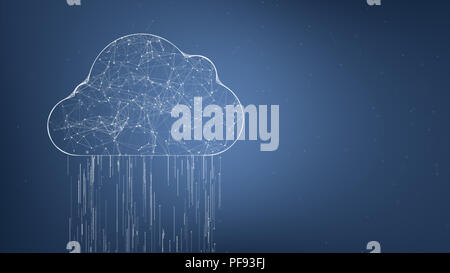 Cloud computing concept. Social network connections. Connecting people on the internet, nodes transforming into the shape of cloud. Stock Photo