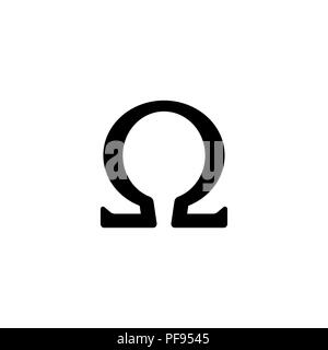 Web icon. Omega symbol black on white background Stock Vector