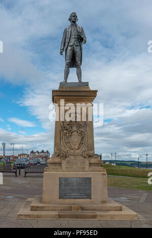 Statue of Captain James Cook, Whitby, North Yorkshire Stock Photo