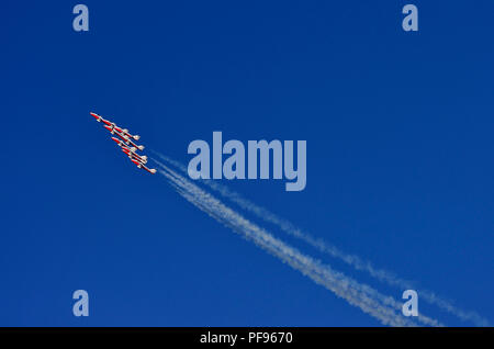 The Canadian Forces 431 Air Demonstration Squadron flying in formation at an air show over the Nanaimo harbour on Vancouver Island British Columbia Ca Stock Photo