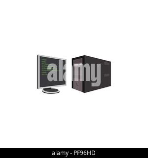 Color vector image. Computer (monitor and system unit) Stock Vector