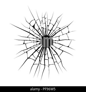 broken window, cracks hole vector design isolated on white background Stock Vector