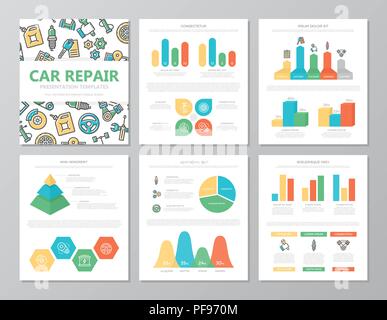 Vector template for multipurpose presentation slides with graphs and charts. Stock Vector