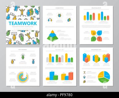 Vector template for multipurpose presentation slides with graphs and charts. Stock Vector