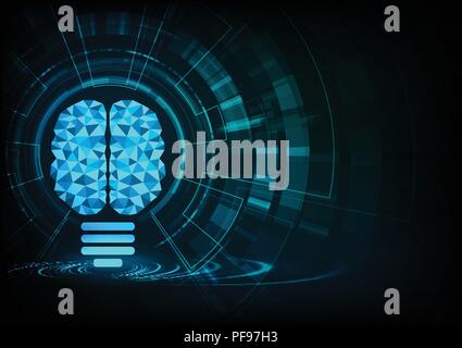Artificial intelligence (AI) animation concept , deep learning modern computer technologies with Abstract artificial intelligence brain on printed cir Stock Vector