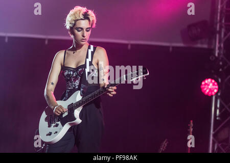 Noa Lachmi, Guitar and vocals, from the Danish rock band Velvet Volume live at the 26th Blue Balls Festival in Lucerne Stock Photo