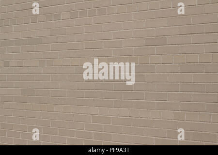 Attractive weathered light grey or beige brick wall background with a Scottish bond brickwork pattern (angle view) Stock Photo