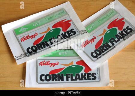 BT Phonecards Kellogg's Corn Flakes Stock Photo