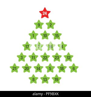advent calendar green christmas tree vector illustration EPS10 Stock Vector