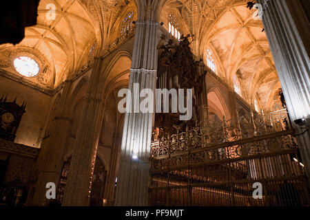 Choir and organ, Catedral de Santa María de la Sede, Sevilla, Spain/ Seville Cathedral is the largest gothic church in the world Stock Photo