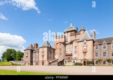 Thirlestane Castle in Lauder, Scotland.  The 16th century castle, a restored country home, is set in the Scottish Borders. Stock Photo