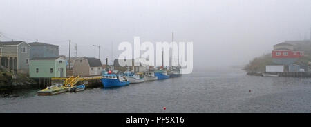 Boat dock in Rose Blanche Harbour and Diamond Cove, Newfoundland, Canada Stock Photo