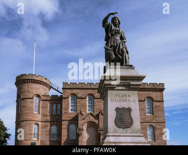 A Statue of Flora MacDonald stands outside Inverness Castle commemorating her heroism, Inverness, Scotland, UK Stock Photo