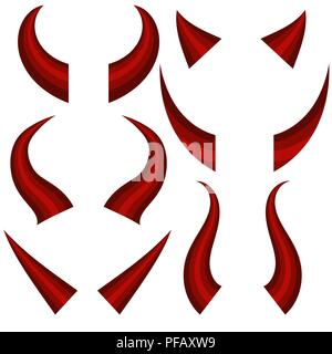 Set of Different Red Horns Stock Vector