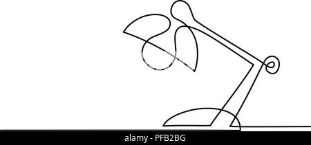 Continuous one line drawing. Lamp on the table. Vector illustration Stock Vector