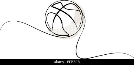 Continuous one line drawing. Basketball icon. Vector illustration Stock Vector