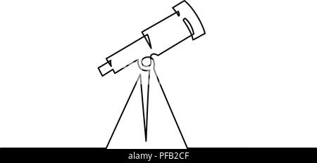 Continuous one line drawing. School Telescope icon. Vector illustration Stock Vector