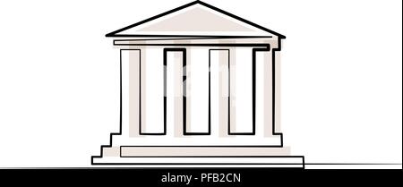 Continuous one line drawing. Column and culture icon. Vector ...
