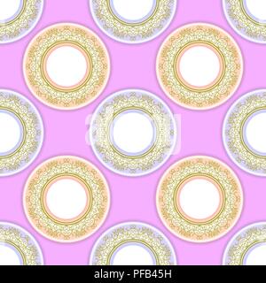 Ceramic Ornamental Plate Seamless Pattern Stock Vector