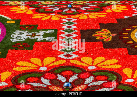 Brussels, Belgium  - August 16, 2018: Flower Carpet on Grand Place in Brussels, Belgium. Stock Photo