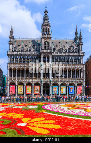 Brussels, Belgium  - August 16, 2018: Maison du Roi during Flower Carpet Festival. Stock Photo