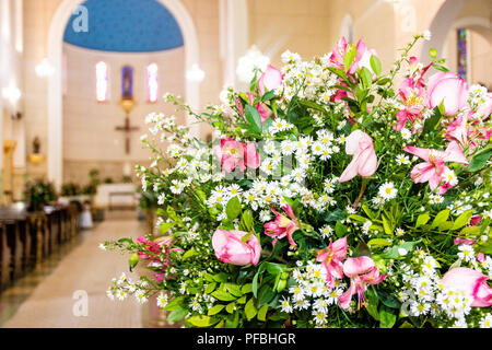 Catholic church decoration for wedding ceremonies Stock Photo