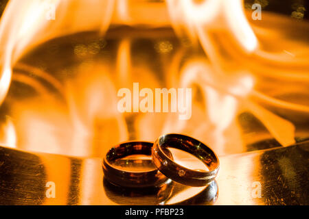 Wedding ring with stones with fig background Stock Photo