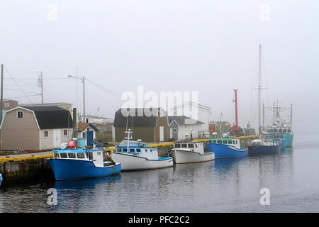 Boat dock in Rose Blanche Harbour and Diamond Cove, Newfoundland, Canada Stock Photo