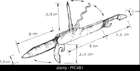 Illustration Hand Drawn Sketch Dimension of Swiss Army Knife Isolated on White Background. A Pocketknife or Multi-Tool Such As Acrewdrivers, Can opene Stock Vector