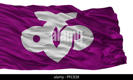 Mutsu City Flag, Japan, Aomori Prefecture, Isolated On White Background Stock Photo