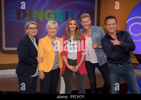 From left: Andrea SPATZEK, Germany, Actress, Birgit Biggi LECHTERMANN, Germany, Presenter, Author, Presenter Mareile HOEPPNER, HÃ¶ppner, Germany, Maximilian Maxi ARLAND, Germany, Moderator, Saenger, Stefan MROSS, Germany, Musician, Trumpet player, Moderator , guest of the show 'Dingsda', television program, recorded on 21.06.2018 in Koeln, | usage worldwide Stock Photo