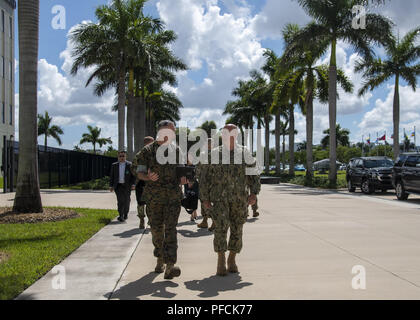 Washington Dc, District of Columbia, USA. 20th Aug, 2018. Marine Corps Gen. Joe Dunford, chairman of the Joint Chiefs of Staff, meets with Navy Adm. Kurt W. Tidd, commander, United States Southern Command, at Southcom Headquarters in Doral, Florida, Aug. 20, 2018. (DOD photo by Navy Petty Officer 1st Class Dominique A. Pineiro) US Joint Staff via globallookpress.com Credit: Us Joint Staff/Russian Look/ZUMA Wire/Alamy Live News Stock Photo