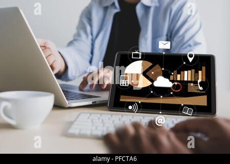 Cloud Service (Cloud Computing diagram on the new computer interface) Stock Photo