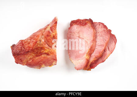 roasted pork slices isolated on white background Stock Photo