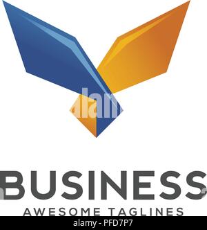 Abstract wings logo vector - wings vector business logo template concept illustration in flat color style. Colored design element. Stock Vector