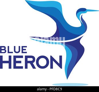 heron fly, crane, stork silhouette logo template, vector illustration,flying heron, crane, stork logo design Stock Vector
