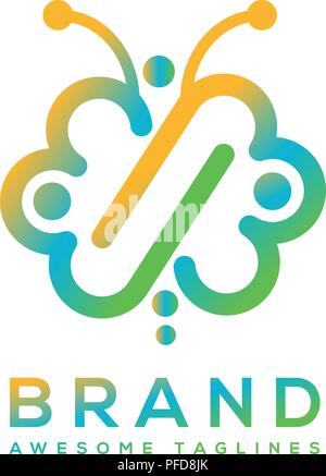 butterfly Infinity color logo design vector. butterfly modern color  logo template. Stock Vector