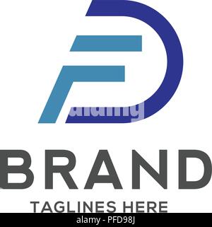 FD letter logo design vector illustration template, F letter logo vector, letter F and D logo vector, creative Letter FD letter logo Stock Vector