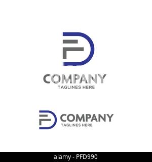FD letter logo design vector illustration template, F letter logo vector, letter F and D logo vector, creative Letter FD letter logo Stock Vector